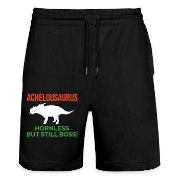 Achelousaurus Dinosaurier Dino Paläontologe Fossil - Stanley/Stella Unisex Bio Joggingshorts Trainer  - Schwarz - Vorne - Nik (191cm) & Marisol (170cm)