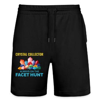 Kristall sammeln Gestein Jagd Mineral Sammler - Stanley/Stella Unisex Bio Joggingshorts Trainer  - Schwarz - Vorne - Nik (191cm) & Marisol (170cm)
