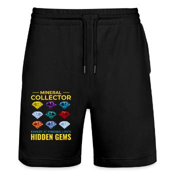 Kristall sammeln Gestein Jagd Mineral Sammler - Stanley/Stella Unisex Bio Joggingshorts Trainer  - Schwarz - Vorne - Nik (191cm) & Marisol (170cm)