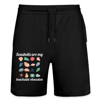 Seashells Collector Beachcomber Sea Shell Ocean - Stanley/Stella Trainer Unisex Organic Jogging Shorts - black - Front - Nik (191cm) & Marisol (170cm)