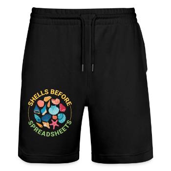 Seashells Collector Beachcomber Sea Shell Ocean - Stanley/Stella Trainer Unisex Organic Jogging Shorts - black - Front - Nik (191cm) & Marisol (170cm)