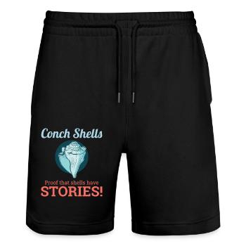 Conch Seashells Collector Beachcomber Sea Shell - Stanley/Stella Trainer Unisex Organic Jogging Shorts - black - Front - Nik (191cm) & Marisol (170cm)