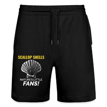 Scallop Seashells Collector Beachcomber Shellfish - Stanley/Stella Trainer Unisex Organic Jogging Shorts - black - Front - Nik (191cm) & Marisol (170cm)