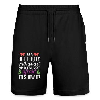papillons papillons collectionneur d’insectes Entomologie - Short de jogging bio TRAINER Stanley/Stella unisexe - noir - Devant - Nik (191cm) & Marisol (170cm)