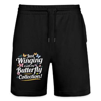 Butterfly Butterflies Insect Collector Entomology - Stanley/Stella Trainer Unisex Organic Jogging Shorts - black - Front - Nik (191cm) & Marisol (170cm)
