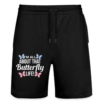 Butterfly Butterflies Insect Collector Entomology - Stanley/Stella Trainer Unisex Organic Jogging Shorts - black - Front - Nik (191cm) & Marisol (170cm)