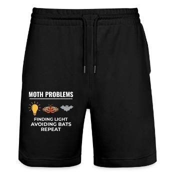 Motte nachtaktives Tier Insektensammler Entomologie - Stanley/Stella Unisex Bio Joggingshorts Trainer  - Schwarz - Vorne - Nik (191cm) & Marisol (170cm)