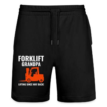 Forklift Operator Heavy Equipment Driver Grandpa - Stanley/Stella Trainer Unisex Organic Jogging Shorts - black - Front - Nik (191cm) & Marisol (170cm)