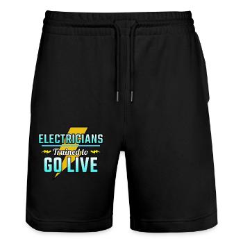Electrician Humor Electrical Technician Engineer - Stanley/Stella Trainer Unisex Organic Jogging Shorts - black - Front - Nik (191cm) & Marisol (170cm)