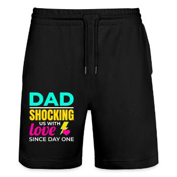 Electrician Electrical Technician Valentines Day - Stanley/Stella Trainer Unisex Organic Jogging Shorts - black - Front - Nik (191cm) & Marisol (170cm)