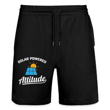 Électricien : Solar Powered Attitude - Short de jogging bio TRAINER Stanley/Stella unisexe - noir - Devant - Nik (191cm) & Marisol (170cm)