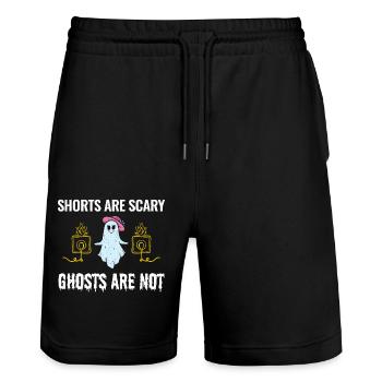 Elektriker Halloween: Shorts sind gruselige Geister - Stanley/Stella Unisex Bio Joggingshorts Trainer  - Schwarz - Vorne - Nik (191cm) & Marisol (170cm)