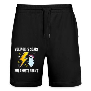 Électricien Halloween Technicien en électricité Fantôme - Short de jogging bio TRAINER Stanley/Stella unisexe - noir - Devant - Nik (191cm) & Marisol (170cm)