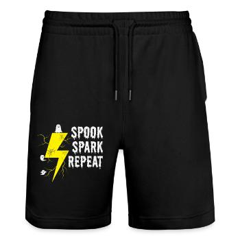 Halloween Electrician Spook Spark Humor Scary - Stanley/Stella Trainer Unisex Organic Jogging Shorts - black - Front - Nik (191cm) & Marisol (170cm)