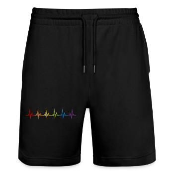 LGBT Heartbeat ECG Gay Pride CSD Arc-en-ciel coloré - Short de jogging bio TRAINER Stanley/Stella unisexe - noir - Devant - Nik (191cm) & Marisol (170cm)