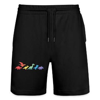 Regenbogen-Dinos - Stanley/Stella Unisex Bio Joggingshorts Trainer  - Schwarz - Vorne - Nik (191cm) & Marisol (170cm)