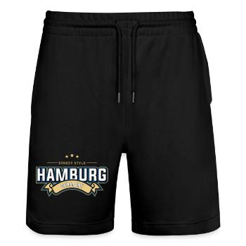Hambourg - Short de jogging bio TRAINER Stanley/Stella unisexe - noir - Devant - Nik (191cm) & Marisol (170cm)