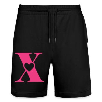 Buchstabe x Anfangsbuchstabe mit Herz - Stanley/Stella Unisex Bio Joggingshorts Trainer  - Schwarz - Vorne - Nik (191cm) & Marisol (170cm)