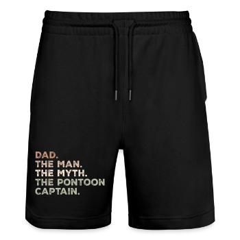 Papa Mann Mythos Ponton Kapitän Lustiger Ponton Kapitän - Stanley/Stella Unisex Bio Joggingshorts Trainer  - Schwarz - Vorne - Nik (191cm) & Marisol (170cm)