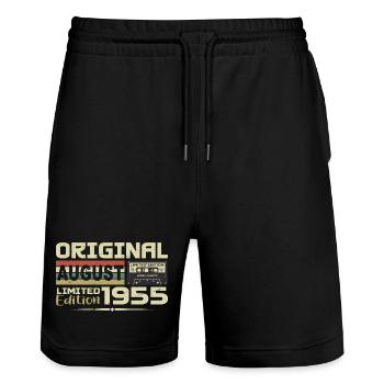 August 1955 - Born August 1955 Built August 1955 - Stanley/Stella Trainer Unisex Organic Jogging Shorts - black - Front - Nik (191cm) & Marisol (170cm)