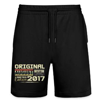 August 2017 - Born in August 2017 Built in August 2017 - Stanley/Stella Trainer Unisex Organic Jogging Shorts - black - Front - Nik (191cm) & Marisol (170cm)