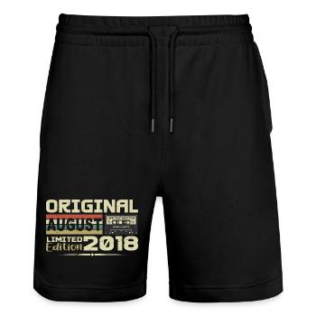 August 2018 - Born in August 2018 Built in August 2018 - Stanley/Stella Trainer Unisex Organic Jogging Shorts - black - Front - Nik (191cm) & Marisol (170cm)