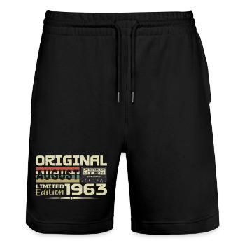 August 1963 - Born August 1963 Built August 1963 - Stanley/Stella Trainer Unisex Organic Jogging Shorts - black - Front - Nik (191cm) & Marisol (170cm)