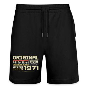 Août 1971 - Né en Août 1971 Construit en Août 1971 - Short de jogging bio TRAINER Stanley/Stella unisexe - noir - Devant - Nik (191cm) & Marisol (170cm)