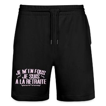 I Don't Care I'm Retired Humor - Stanley/Stella Trainer Unisex Organic Jogging Shorts - black - Front - Nik (191cm) & Marisol (170cm)
