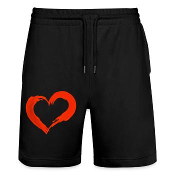 love rot - Stanley/Stella Unisex Bio Joggingshorts Trainer  - Schwarz - Vorne - Nik (191cm) & Marisol (170cm)