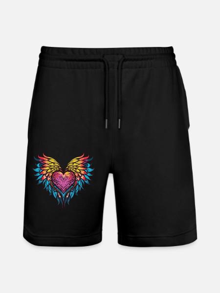 Heart Wings - Stanley/Stella Trainer Unisex Organic Jogging Shorts - black