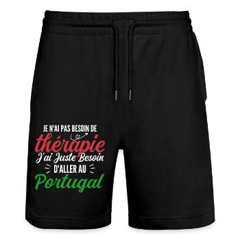 Pas Besoin de Thérapie Jai Besoin D aller Portugal - Short de jogging bio TRAINER Stanley/Stella unisexe - noir - Devant - Nik (191cm) & Marisol (170cm)