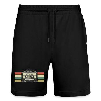 Cassette 2019 - Born In 2019 Birthday Gift - Stanley/Stella Trainer Unisex Organic Jogging Shorts - black - Front - Nik (191cm) & Marisol (170cm)