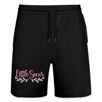 Petite Sœur - Little Sister - Stanley/Stella Trainer Unisex Organic Jogging Shorts - black - Front - Nik (191cm) & Marisol (170cm)
