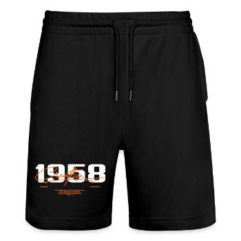 1958 Vintage Retro 1958 Geburtstagsgeschenk 1958 - Stanley/Stella Unisex Bio Joggingshorts Trainer  - Schwarz - Vorne - Nik (191cm) & Marisol (170cm)