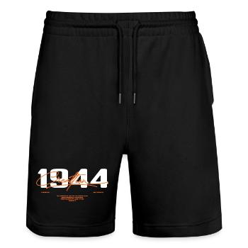 1944 Vintage Retro 1944 Geburtstagsgeschenk 1944 - Stanley/Stella Unisex Bio Joggingshorts Trainer  - Schwarz - Vorne - Nik (191cm) & Marisol (170cm)