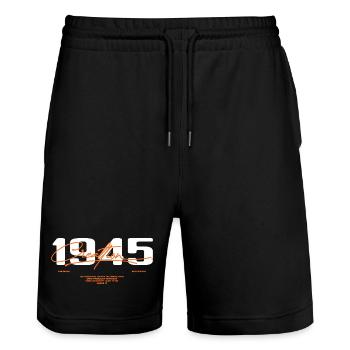 1945 Vintage Retro 1945 Birthday Gift 1945 - Stanley/Stella Trainer Unisex Organic Jogging Shorts - black - Front - Nik (191cm) & Marisol (170cm)