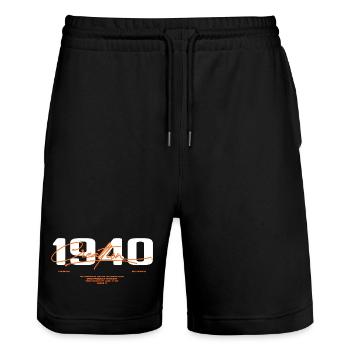 1940er Jahre Vintage Retro 1940er Jahre Geburtstagsgeschenk - Stanley/Stella Unisex Bio Joggingshorts Trainer  - Schwarz - Vorne - Nik (191cm) & Marisol (170cm)