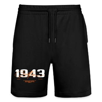1943 Vintage Retro 1943 Geburtstagsgeschenk 1943 - Stanley/Stella Unisex Bio Joggingshorts Trainer  - Schwarz - Vorne - Nik (191cm) & Marisol (170cm)