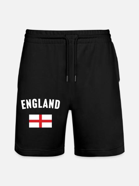 England Flag - Stanley/Stella Trainer Unisex Organic Jogging Shorts - black