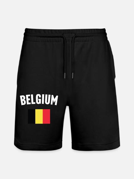 Belgium Flag - Stanley/Stella Trainer Unisex Organic Jogging Shorts - black