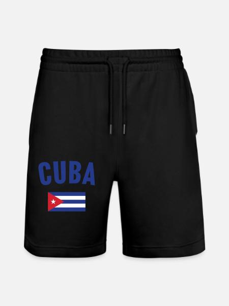 Cuba Flag - Stanley/Stella Trainer Unisex Organic Jogging Shorts - black