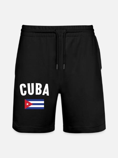 Cuba Flag - Stanley/Stella Trainer Unisex Organic Jogging Shorts - black