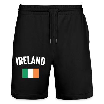 Irland Flagge - Stanley/Stella Unisex Bio Joggingshorts Trainer  - Schwarz - Vorne - Nik (191cm) & Marisol (170cm)