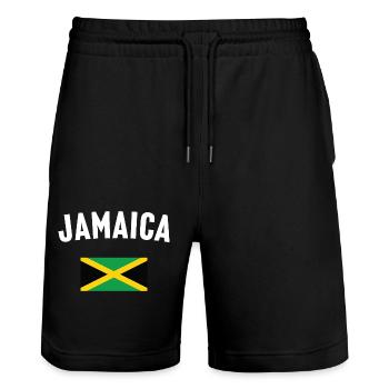 Jamaica Flag - Stanley/Stella Trainer Unisex Organic Jogging Shorts - black - Front - Nik (191cm) & Marisol (170cm)