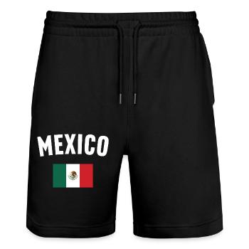 Mexico Flag - Stanley/Stella Trainer Unisex Organic Jogging Shorts - black - Front - Nik (191cm) & Marisol (170cm)