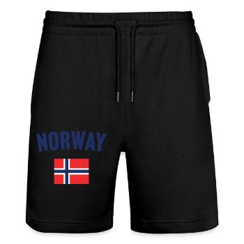 Norway Flag - Stanley/Stella Trainer Unisex Organic Jogging Shorts - black - Front - Nik (191cm) & Marisol (170cm)