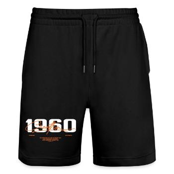 1960er Jahre Vintage Retro 1960er Jahre Geburtstagsgeschenk - Stanley/Stella Unisex Bio Joggingshorts Trainer  - Schwarz - Vorne - Nik (191cm) & Marisol (170cm)