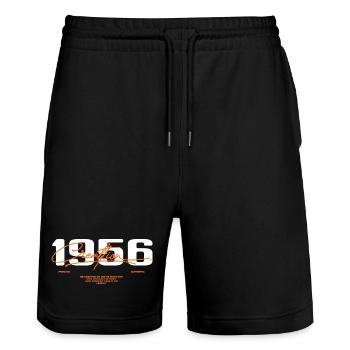 1956 Vintage Retro 1956 Geburtstagsgeschenk 1956 - Stanley/Stella Unisex Bio Joggingshorts Trainer  - Schwarz - Vorne - Nik (191cm) & Marisol (170cm)