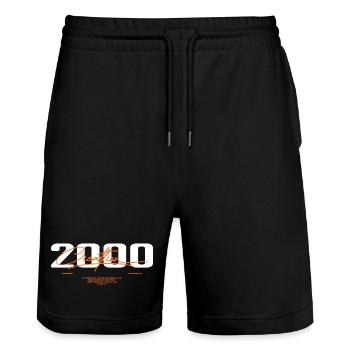 2000 Vintage Retro 2000 Birthday Gift 2000 - Stanley/Stella Trainer Unisex Organic Jogging Shorts - black - Front - Nik (191cm) & Marisol (170cm)